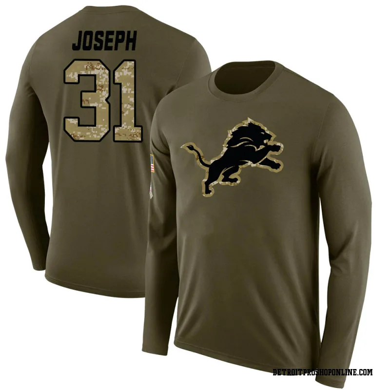 Olive Men's Kerby Joseph Detroit Lions Salute to Service Sideline Legend Long Sleeve T-Shirt