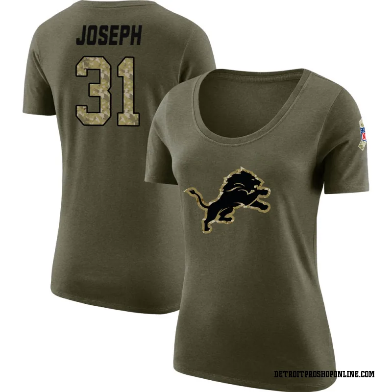 Olive Women's Kerby Joseph Detroit Lions Salute to Service Legend Scoop Neck T-Shirt