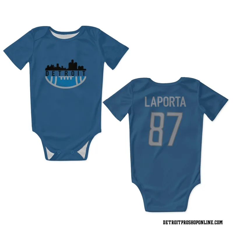 Blue Detroit Lions  Sam LaPorta  Newborn & Infant Bodysuit