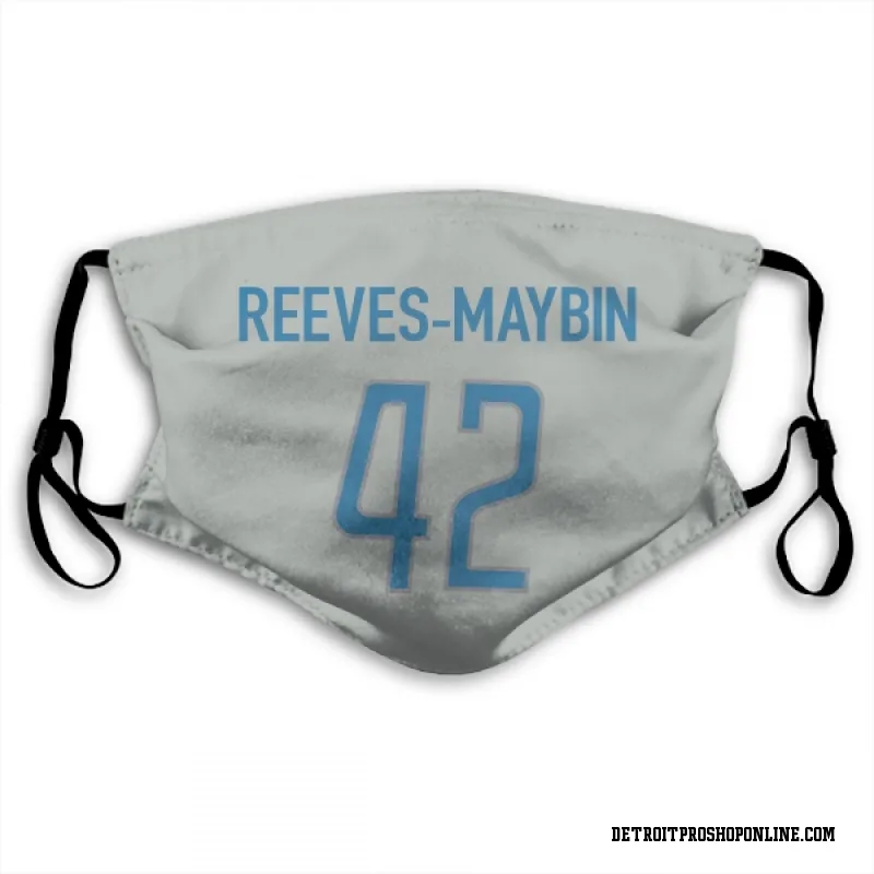 Detroit Lions  Jalen Reeves-Maybin Silver Face Mask (With 2 Free PM2.5 Filters)