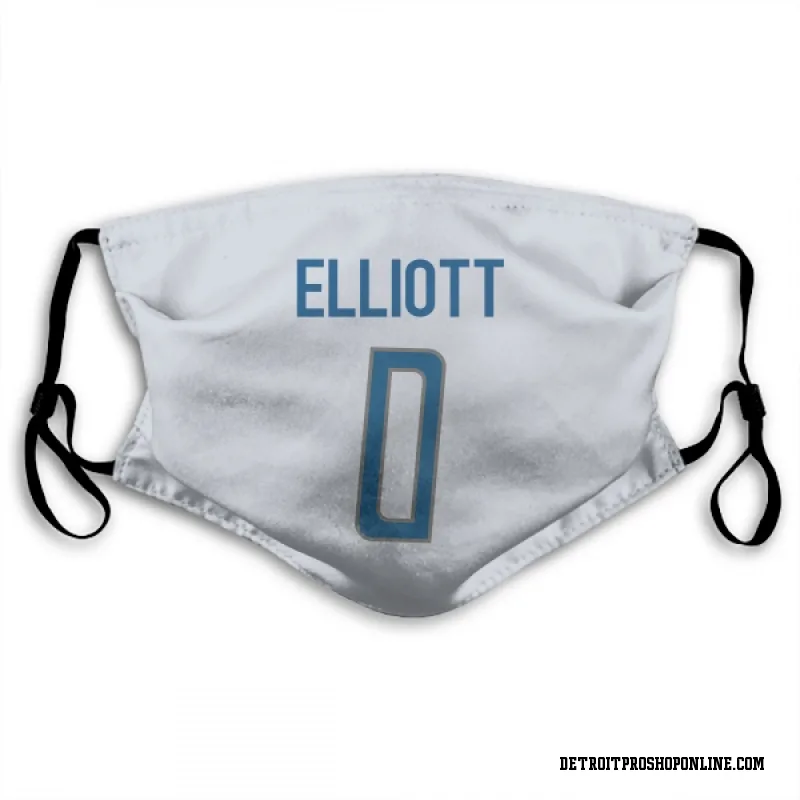 White Detroit Lions  DeShon Elliott  Face Mask (With 2 Free PM2.5 Filters)