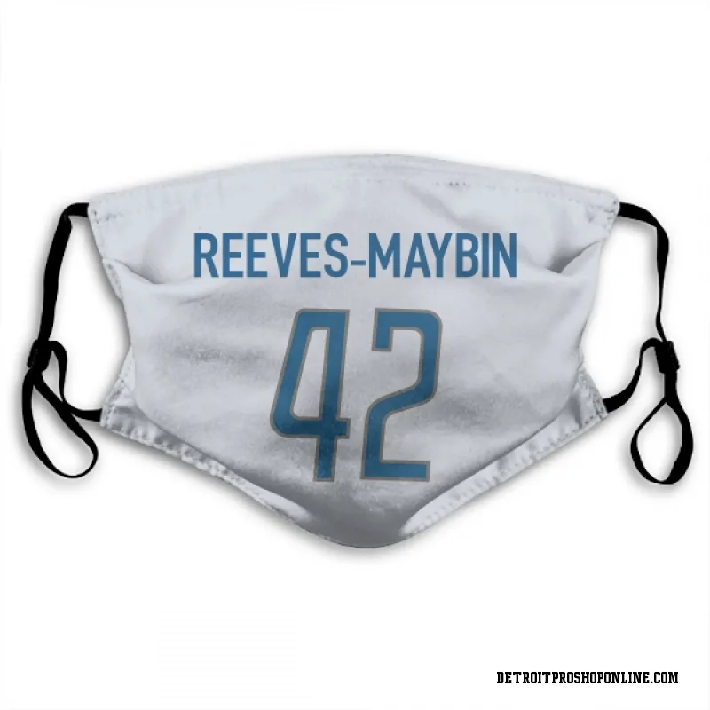 White Detroit Lions  Jalen Reeves-Maybin  Face Mask (With 2 Free PM2.5 Filters)